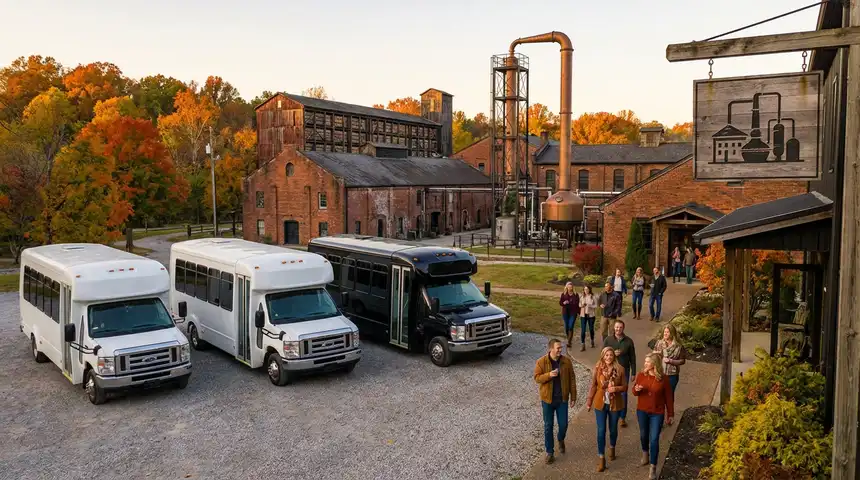 Bourbon Tours In Kentucky fleet at a Kentucky distillery tour